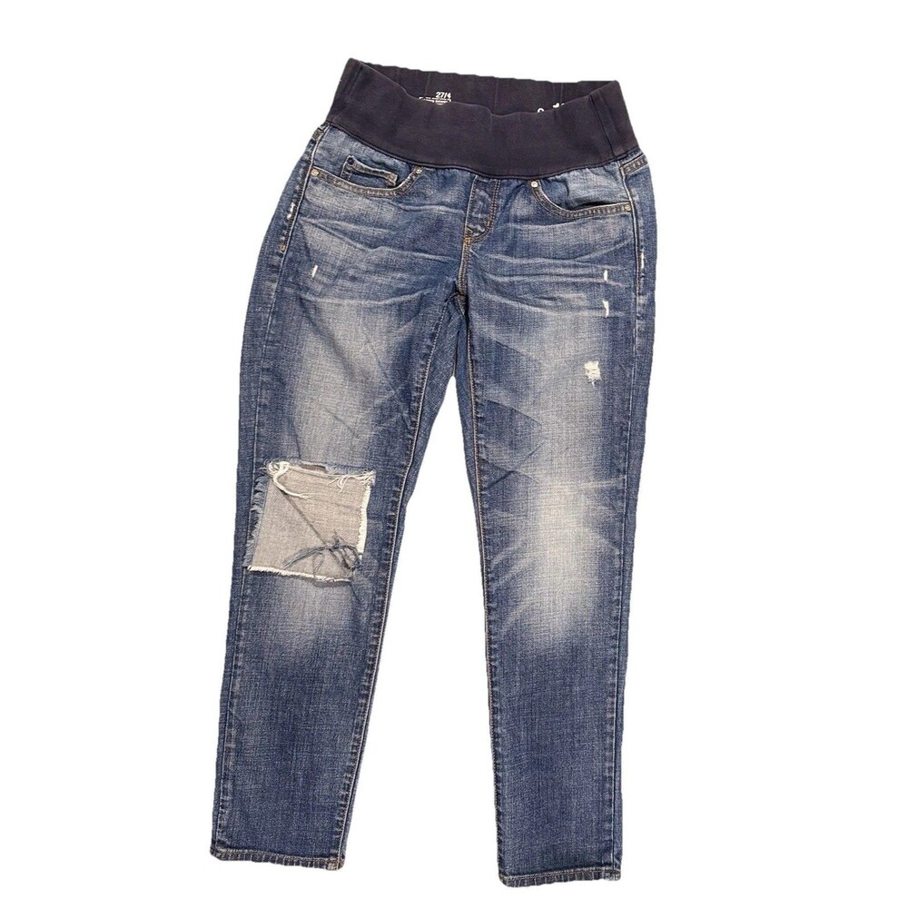 Gap 1969 Jeans Maternity Always Skinny Womens 28 / 6s Blue Stretch Ripped Knees